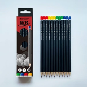 12pcs black body graphite pencil with dipped